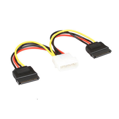 El arnés del cable de alimentación del OEM SATA telegrafía SATA 1 a 2 4 Pin Molex Connecter To 2