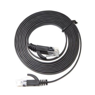 Cable plano estable a prueba de mal tiempo del Internet, cable del remiendo del gato negro 6 del ordenador