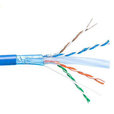 Cobre desnudo sólido Cat6a Lan Cable Shielded Riser el 1000ft 23AWG azul 750MHz PoE++