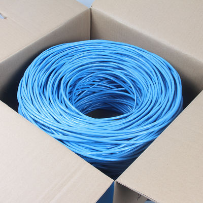 Cobre desnudo sólido Cat6a Lan Cable Shielded Riser el 1000ft 23AWG azul 750MHz PoE++