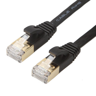 Práctico cable Ethernet plano Cat6 negro con conectores Snagless Rj45 protegidos con oro