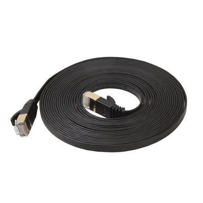 Práctico cable Ethernet plano Cat6 negro con conectores Snagless Rj45 protegidos con oro