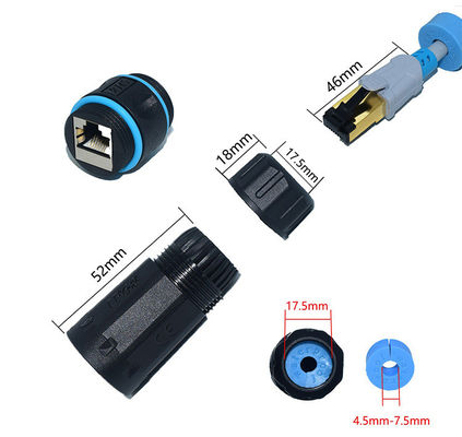 IP68 conector impermeable en línea al aire libre CAT6 STP femenino a la hembra