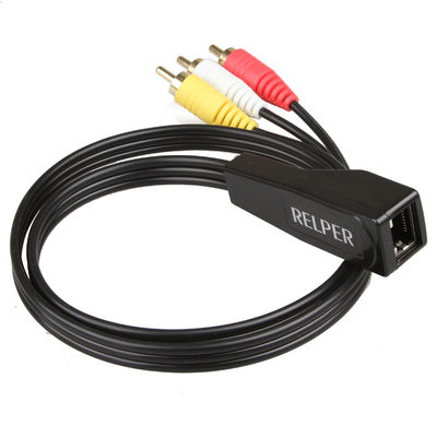 Cable de extensión femenino estable de 3 audios RCA, RCA multiusos al adaptador RJ45