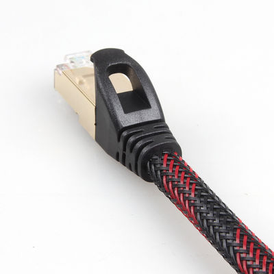 Artículo blanco negro de nylon del gato 7 trenzados del cable del remiendo de Ethernet a prueba de mal tiempo