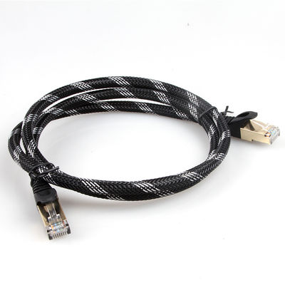 Artículo blanco negro de nylon del gato 7 trenzados del cable del remiendo de Ethernet a prueba de mal tiempo
