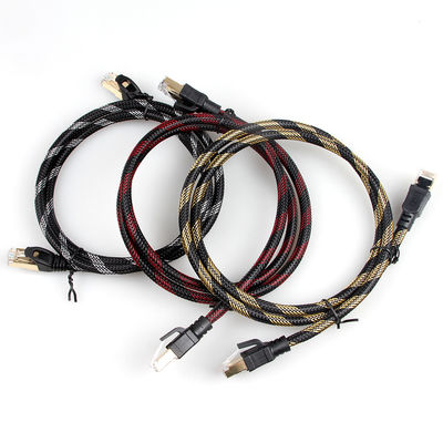 Artículo blanco negro de nylon del gato 7 trenzados del cable del remiendo de Ethernet a prueba de mal tiempo