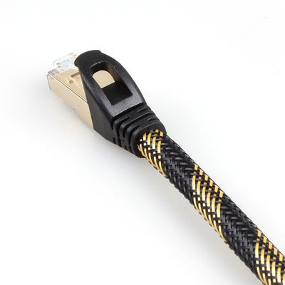 Amarillo negro de nylon protegida del cable de Ethernet del gato 7 del gigabit del ISO trenzado