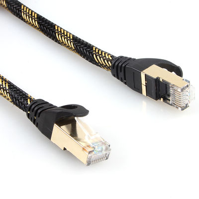 Amarillo negro de nylon protegida del cable de Ethernet del gato 7 del gigabit del ISO trenzado