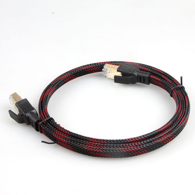 Antiinterferente negro rojo trenzado de nylon estable del cable de Ethernet Cat8