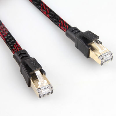 Antiinterferente negro rojo trenzado de nylon estable del cable de Ethernet Cat8