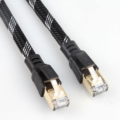 Cable resistente de la red de Rj45 Cat8, gato trenzado de nylon 8 del cordón de remiendo