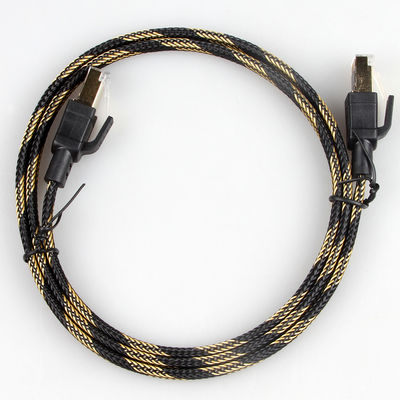 Velocidad amarilla negra trenzada de nylon del RJ45 Cat8 del cable estable del remiendo