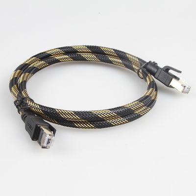 Amarillo negro trenzado de nylon al aire libre del cable de Ethernet del gato 8 de SFTP RJ45