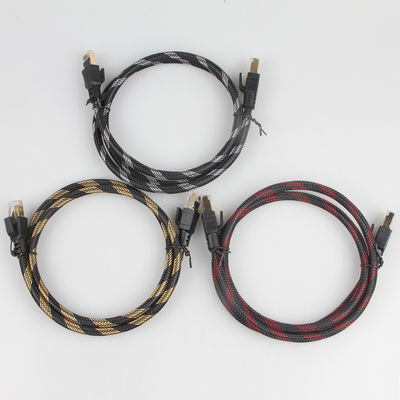 Amarillo negro trenzado de nylon al aire libre del cable de Ethernet del gato 8 de SFTP RJ45