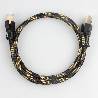 Amarillo negro trenzado de nylon al aire libre del cable de Ethernet del gato 8 de SFTP RJ45