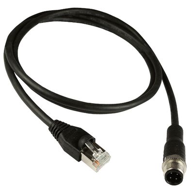 M12 al color industrial del negro del cable de Ethernet del gigabit Rj45 Cat5e Cat6