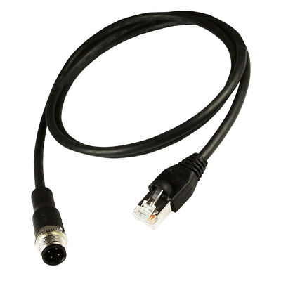 M12 al color industrial del negro del cable de Ethernet del gigabit Rj45 Cat5e Cat6