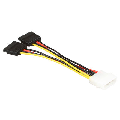 El arnés del cable de alimentación del OEM SATA telegrafía SATA 1 a 2 4 Pin Molex Connecter To 2