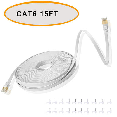 Cable de conexión plana Ethernet Cat 6 de 50 pies de par trenzado sin blindaje de color blanco
