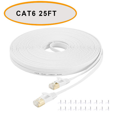 Cable de conexión plana Ethernet Cat 6 de 50 pies de par trenzado sin blindaje de color blanco