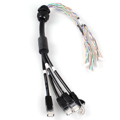 Prenda impermeable 4 en 1 cable de Ethernet del gato 6a, 4 cable del tronco del varón RJ45 Cat6a de la rama
