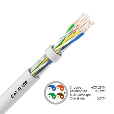 El cable de Ethernet durable de la red de 23AWG Cat5e, 4 pares el 1000ft UTP protegió el cable
