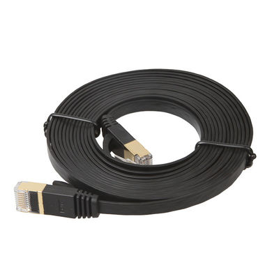 Cobre plano protegido del gato 6 del cable del remiendo de UTP color del negro de 1 metro Rj45