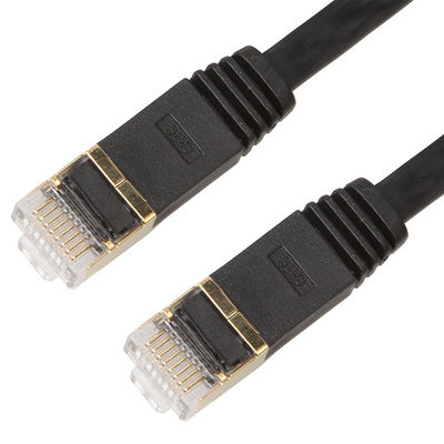 Cobre plano protegido del gato 6 del cable del remiendo de UTP color del negro de 1 metro Rj45