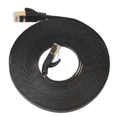 Cobre plano protegido del gato 6 del cable del remiendo de UTP color del negro de 1 metro Rj45